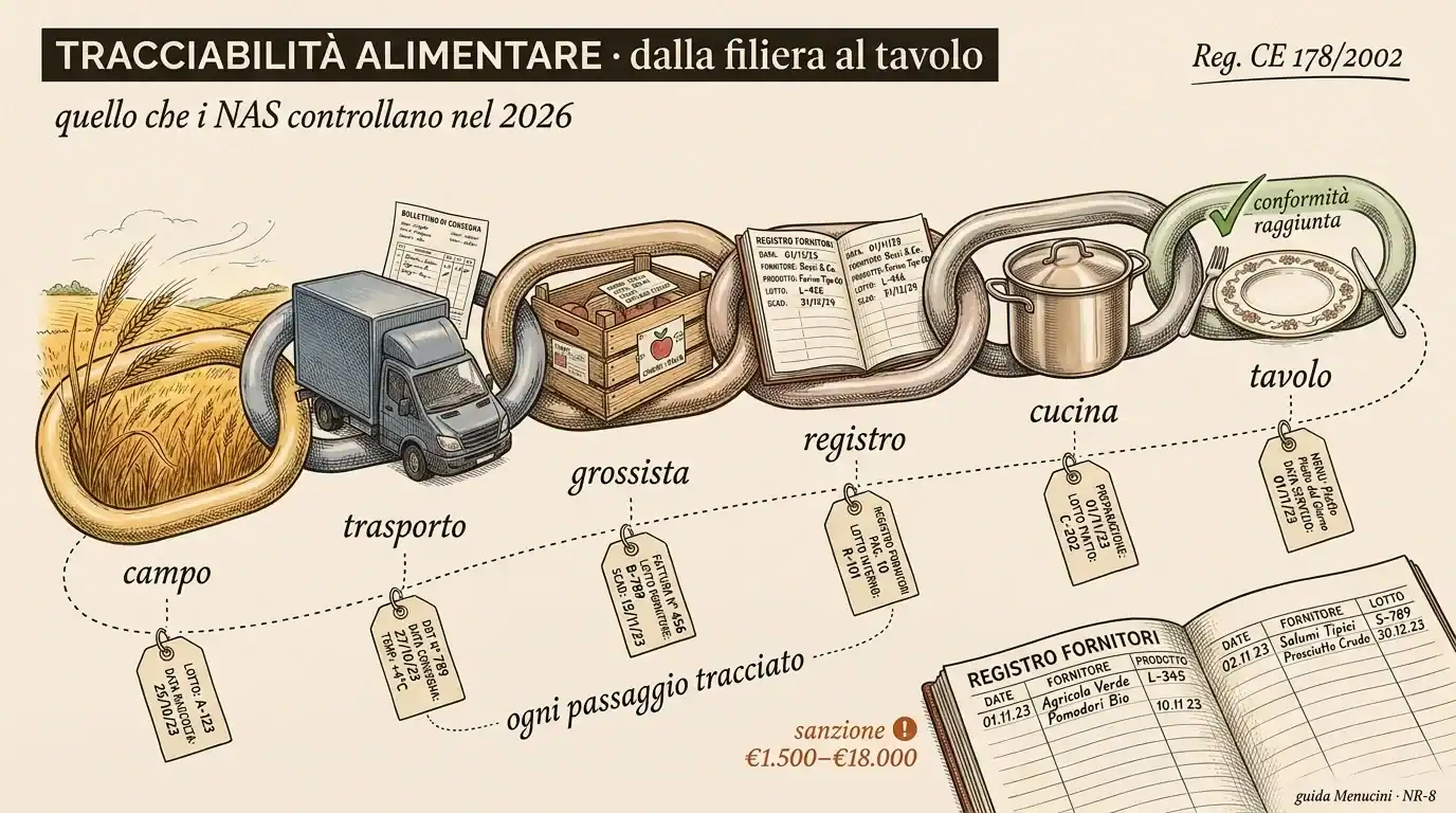 Etichetta descrittiva di un sistema di tracciabilità alimentare digitale.